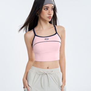 American retro style yoga vest womens slim shoulder strap beautiful back integrated fixed chest pad fitness bra sports bra