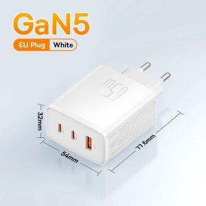 Baseus 65W GaN Charger PD Charge Type C USB Charger Support QC Portable Fast Charger For iPhone 17 16 15 14 13 12 Laptop Charger
