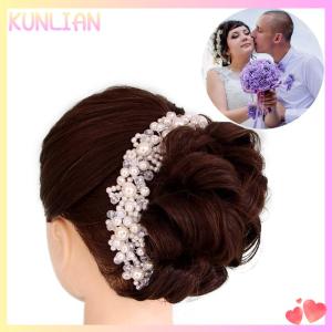 [KUNLIAN] Bridal Wedding Headband Flower Tiara Crown Rhinestone Hair Band