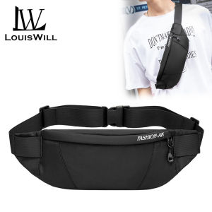 LouisWill Mens Waist Bag Men Waterproof Sling Bag Fanny Pack Large Capacity Wear-resistant Hip Belt Cross body Shoulder Pouch Purse Man Chest Bag Side Bag with Headphone Jack