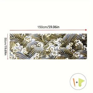 High-Grade Black Koi Fish Self-Adhesive Fabric Sticker – Wear-Resistant Car Interior Decor 1Pc – Universal For Dashboard Door Panel Ceiling