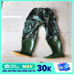 Ủng quần lội nước QM màu xanh đế vàng cứng size 37-43 ủng lao động ủng bảo hộ lao động