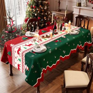 Table Cloth Cover Rectangle 4/6/8 Seater Christmas Red Checkered  Tabletop Decoration Festival Theme Party Home Dining Room Decorate Long Tablecloth