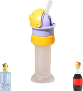 Kids Water Bottle Spout Conversion Cap with Straw Reusable Children Beverage Water Bottle Straw Lid Flip Top Universal Spout Lid Converter Spill-Proof Replacement Top (All)