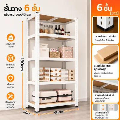 ชั้นวาง ชั้นวางของ 3/4/5/6 ชั้น สแตนเลส+ไม้ รับน้ำหนัก 900KG ชั้นวางของชั้นเหล็ก แข็งแรงมาก ชั้นวางของครัความจุแบริ่งที่แข็งแกร่ง ชั้นวางของอเนกประสงค์