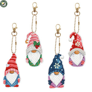 Boupower new!4 pcs/set 5D Three-dimensional Diy Diamond Painting Keychain Goblin Shaped Pendant Colored Bag Decor Accessories Birthday Gift