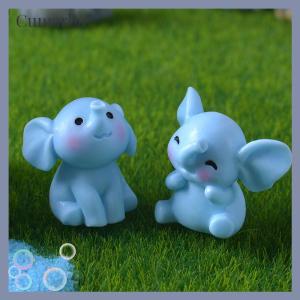 [Cumarba] Cartoon Cute Blue Elephant Micro Landscape Desktop Decorative Ornaments Mini Elephant DIY Gadgets Home Figurines Statue