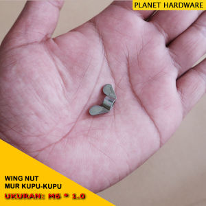 M6 Mur Kuping Wing Nut Kupu-kupu Warna Kuning Jumlah 20 Pcs