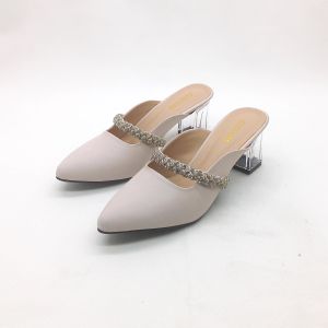 Sendal Sandal Cewek Ladies  Wanita Ananda Hak Kaca Tumit Terbaru Model Harian  7 cm Pesta Pernikahan Wedding Cewek