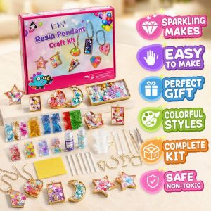 Resin Pendant Mold Kit DIY Jewelry Craft Set Kids Handmade Casting Home Activity Birthday Gift
