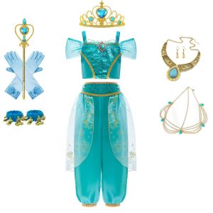 Aladdin Princess Girl Dress Jasmine Two-piece Set Kids Film Role Play Costume Halloween Party Clothes Children Birthday Gift2026