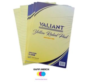KAFIFI Valiant Whole Yellow Pad Paper – Pack of 10 – 80 Leaves Each – 215 × 330mm Ruled Writing Pad