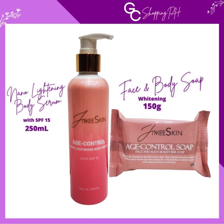 JINKEE SKIN Nano Lightening Body Serum Lotion AgeControl Bar Soap