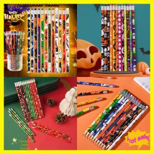 XINGK 12 24 36 Pcs Halloween Giáng Sinh Chủ Đề Bằng Gỗ Bút Chì Sinh Viên Trường Văn Phòng Phẩm Halloween Đảng Quà Tặng Nguồn Cung Cấp Cho Trẻ Em