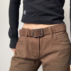 MAKERVY Retro Suede Leather Belt Vintage Frosted Women Waist Belt Trendy Versatile Pin Buckle Waistband Jeans Decoration