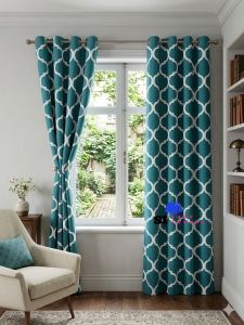Modern Geometric Curtains with Metal Rings Ideal for Living Room and Bedroom" 7ft haba and 140cm lapad super thick and semi-blackout
