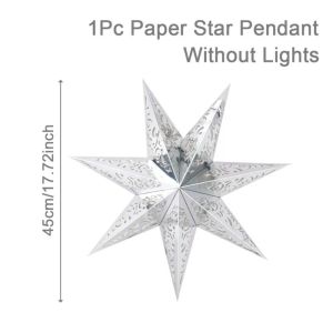 NOBLELUX Star Shape Xmas Lampshade 45cm Hollow Out Christmas Light Cover Gifts Paper Christmas Lantern Christmas Tree