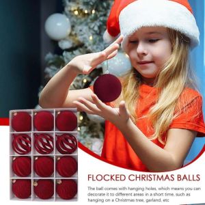 MMLUCK 12pcs Glitter Christmas Balls Pendants Shatterproof Plastic Xmas Tree Toppers Gift Giving Star Xmas Tree Hanging Balls Christmas Tree Decoration
