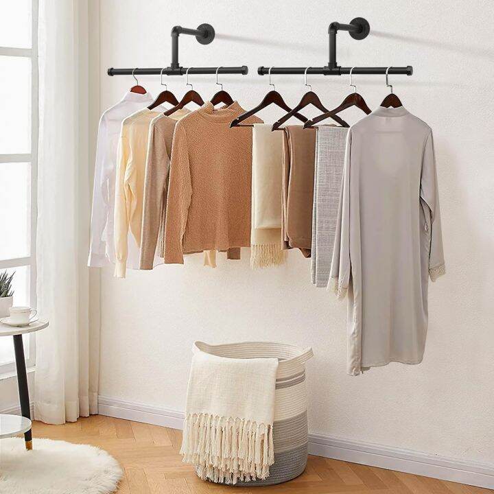 Industrial Pipe Clothes Rack Wall Mounted Clothing Rack Multi-purpose ...