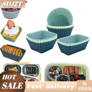 SDJZT 12PCS tái sử dụng Silicone cupcake nướng ly không dính Muffin Lót khuôn Bộ Bento Hộp Ăn Trưa ngăn Pastry khuôn bánh