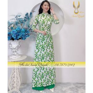Áo Dài Lụa Cao Cấp Hoa Nhí Xanh Duyên Dáng Thanh Lịch K63 - Áo Dài Xuân Quỳnh