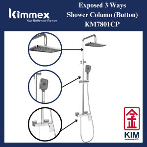 kimmex 3 Ways Shower Column Set (Button) (KM7801CP) || Bathroom Shower || Shower Set || Kepala Paip Panas Sejuk || Peralatan Bilik Mandi || 浴缸双功能冷热花洒 || Kim Company