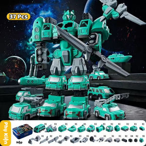 Đô Chơi Robot Xếp Hình Nam Châm Biến Hình Xe Cảnh Sát / Xe Cứu Hỏa - Bộ Lắp Ráp Giáo Dục STEM Cho Bé