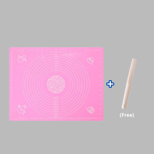 Silicone Baking Mat with Rolling Pin Non-Stick Baking Pastry Mat Measurement Cake Kneading Mat