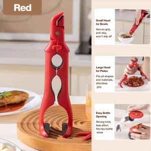 3-in-1 Silicone Anti-Scald Tongs Kitchen Bowl Gripper Baking Pan Steamer Clip with Bottle Opener Multi-Function Non-Slip Clip for Home Use
