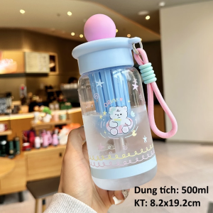 Bình Nước Nhựa 500ml Cute Kèm Lõi Lọc Trà & Dây Đeo Dễ Thương LILA BNMEO75