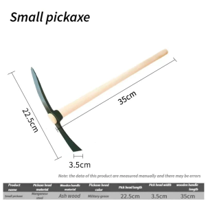 High-Quality Manganese Steel Pickaxe with Durable Wooden Handle for Outdoor Farming and Digging