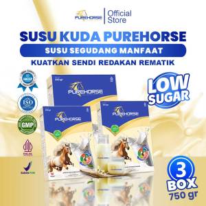 Purehorse Susu Kuda Liar Sumbawa Asli Untuk Tulang & Sendi Paket 3 Box 750gr