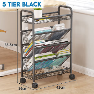 [5T/6T] Borong365 Metal Bookshelf Magazine Rack Rak Buku Bertingkat Book Storage Organizer Trolley Book Stand Troli Buku
