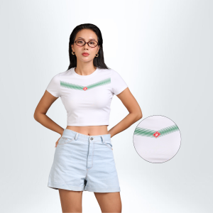 Áo T-Shirt Croptop Nữ Tôn Dáng PILI PKPTS056WW25 Họa Tiết Chevron - 95% Cotton Modal và 5% Spandex