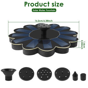 New Solar Fountain Pump Polysilicon Board Solar Bird Bath Fountain Pump with 5 Nozzles For Garden Outdoor Water Pool Pond Decor