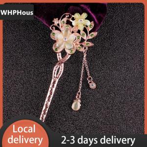 [COD] WHPHous Ship within 24 hours Hair Pin Double Flower Rhinestone Hair Stick Hair Clip