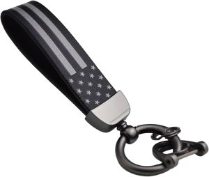 Zorratin American Flag Leather Car Keychain w/Metal Ring US Stars Stripes for Chevrolet GM Ram Ford Dodge Jeep Chrysler Lincoln