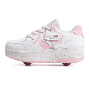 Kasut Heelys untuk Kanak-kanak Perempuan Kasut Roller Pelajar Halimunan Mengubah Kasut Perempuan Berjalan Dewasa Automatik dengan Roda Selebriti Internet Kanak-kanak