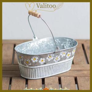 [Valitoo] Vintage Iron Flower Pot Desktop Flower Vase Plant Flowerpot Balcony Plant Bucket