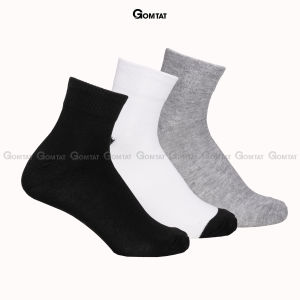 Combo 10 đôi vớ trơn nam nữ GOMTAT chất liệu cotton mềm mịn tất cổ cao hút ẩm thoáng khí khử mùi chân - GOMSOCKS-CAO-CB10