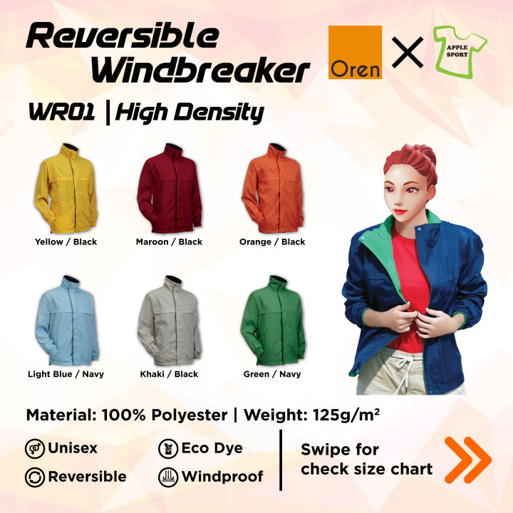 Oren Sport Reversible Windbreaker (UNISEX) Jacket WR01 Lazada