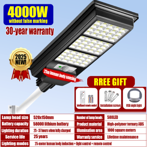 [Free shipping] 4000W solar street light Heavy Duty outdoor waterproof IP67 LED light original solar led lamp complete set 1000W 2000W 4000W High Brightness steady light with Remote Control Motion Sensor COD 30 Years Warranty