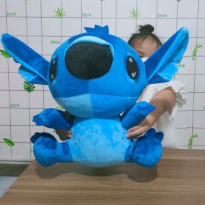 Gấu bông Stitch xanh loại lớn gòn mềm vải nhung mềm mịn không rụng lông an toàn cho bé