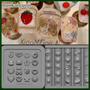 tuokaiguoji 3D Silicone Mold For Nail Art Design Bow Strawberry Baroque Pattern Manicure Templates Plates Tools Accessories