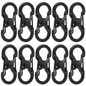 เครื่องมือล็อกกระเป๋าเป้สะพายหลังกันขโมย5/10ชิ้นอะลูมินัมอัลลอยตะขอพวงกุญแจแบบตัว S อุปกรณ์หัวเข็มขัดล็อกกระเป๋าเป้เดินป่าตั้งแคมป์กลางแจ้ง