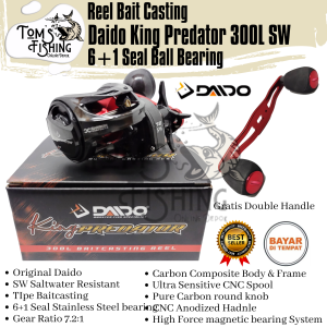 Reel BC BaitCasting Daido KING Predator SW 300 Kanan / Kiri (6+1 Bearing) 7.2:1 Drag 15kg Murah - Toms Fishing