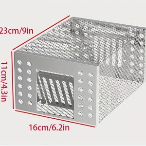 Ultra-Durable Iron Mouse Cage - Cage for Attracting Rats One-Way Door Design In-Out Only Silvery