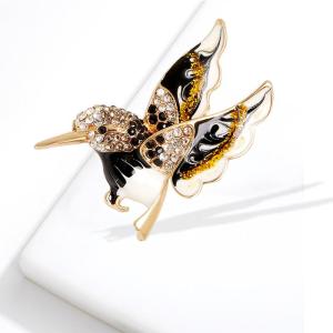 [fenggongshuode] Fashion Creative Rhinestones Hummingbird Brooches For Women Clothing Coat Accessries Gifts