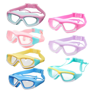 Anti-Fog Anti-UV Kids Swim Goggles UV Protections Swim Glasses Water Pool Goggles With Connected Earplugs No Leaking