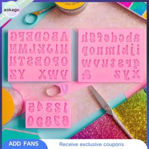 Aokago แม่พิมพ์เค้กฟองดองทำจากซิลิโคนตัวเลขเป็นตัวอักษร3D อุปกรณ์ตกแต่งเค้กแบบ DIY แม่พิมพ์พิมพ์อบคุกกี้เยลลี่